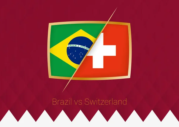 Brasil Suiza Icono Fase Grupo Competición Fútbol Sobre Fondo Borgoña — Archivo Imágenes Vectoriales