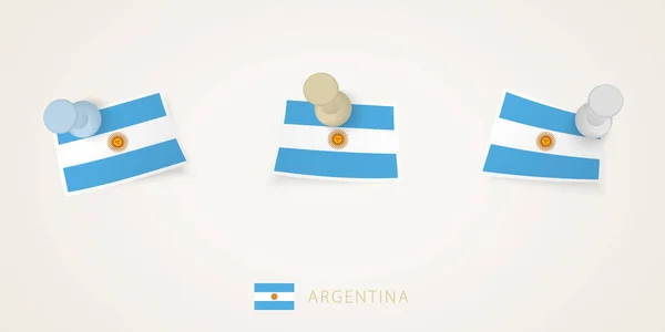 Скорочений Прапор Аргентини Різних Формах Скрученими Кутами Vector Pushpins Top — стоковий вектор