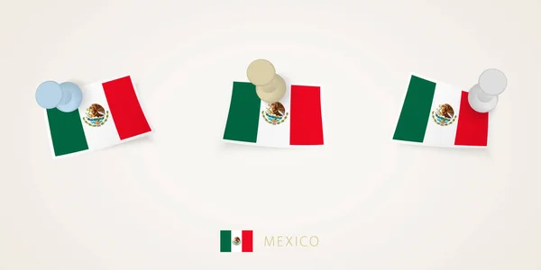 Καρφιτσωμένη Σημαία Του Μεξικού Διάφορα Σχήματα Στριμμένες Γωνίες Διανυσματικές Ακίδες — Διανυσματικό Αρχείο