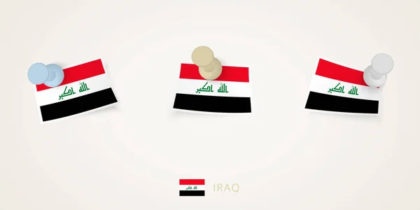 Drapeau Épinglé Irak Dans Différentes Formes Avec Des Coins Tordus — Image vectorielle