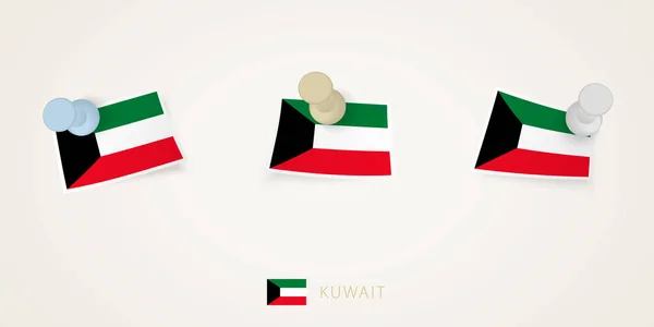 Bandera Fijada Kuwait Diferentes Formas Con Esquinas Retorcidas Vista Superior — Archivo Imágenes Vectoriales