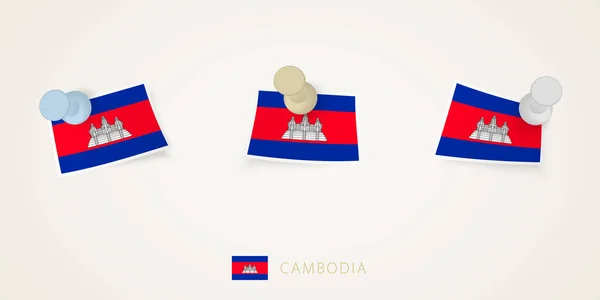 Bandera Fija Camboya Diferentes Formas Con Esquinas Retorcidas Vista Superior — Vector de stock