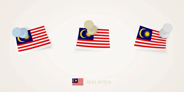 Angeheftete Flagge Malaysias Verschiedenen Formen Mit Verdrehten Ecken Vektor Drückt — Stockvektor