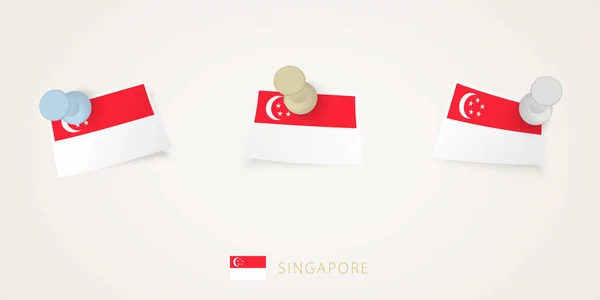 Gesteckte Flagge Von Singapur Verschiedenen Formen Mit Verdrehten Ecken Vektor — Stockvektor