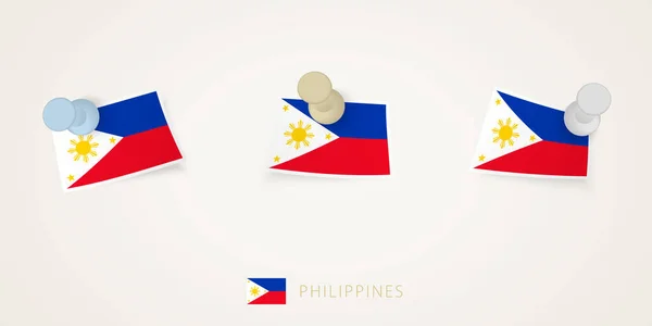 Gesteckte Flagge Der Philippinen Verschiedenen Formen Mit Verdrehten Ecken Vektor — Stockvektor