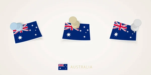 Pinned Flag Australia Different Shapes Twisted Corners Vector Pushpins Top — Stock Vector