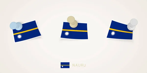 Bandiera Appuntata Nauru Diverse Forme Con Angoli Contorti Pulsanti Vettoriali — Vettoriale Stock