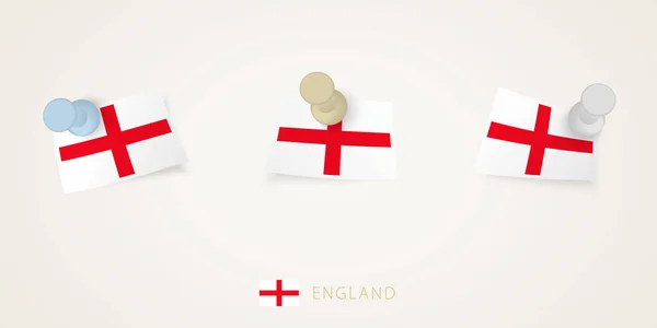 Drapeau Épinglé Angleterre Dans Différentes Formes Avec Des Coins Tordus — Image vectorielle