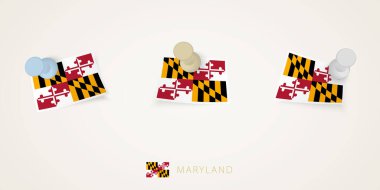Maryland 'in farklı şekillerde virajlı bayrağı. Vektör itme iğneleri üst görünüm.