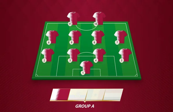 Terrain Football Avec Équipe Qatar Pour Compétition Européenne — Image vectorielle