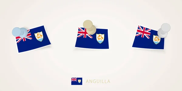 Bandeira Presa Anguilla Diferentes Formas Com Cantos Torcidos Vector Pushpins — Vetor de Stock