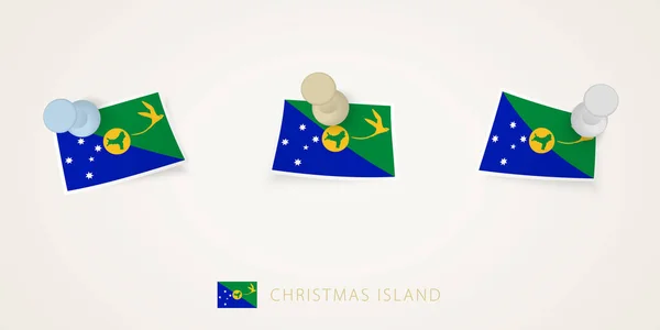Geheftete Flagge Der Weihnachtsinsel Verschiedenen Formen Mit Verdrehten Ecken Vektor — Stockvektor
