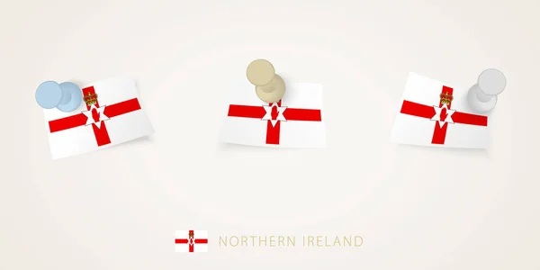 Drapeau Épinglé Irlande Nord Dans Différentes Formes Avec Des Coins — Image vectorielle