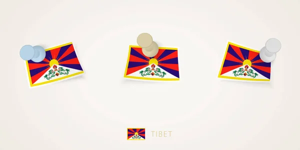 Bandera Fija Del Tíbet Diferentes Formas Con Esquinas Retorcidas Vista — Vector de stock