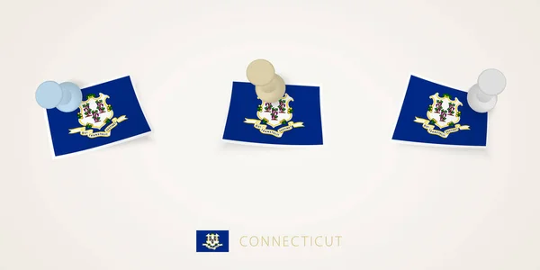 Bandiera Appuntata Del Connecticut Diverse Forme Con Angoli Attorcigliati Pulsanti — Vettoriale Stock