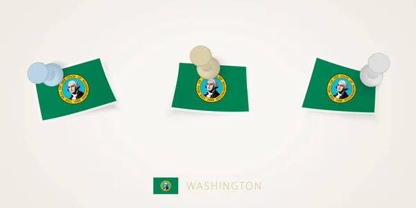 Bandera Fija Washington Diferentes Formas Con Esquinas Retorcidas Vista Superior — Vector de stock