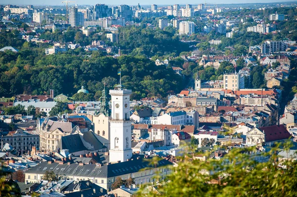 Lviv. Ukrayna. Tarihi şehir merkezinin kuş bakışı görüntüsü