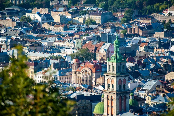 Lviv. Ukrayna. Tarihi şehir merkezinin kuş bakışı görüntüsü
