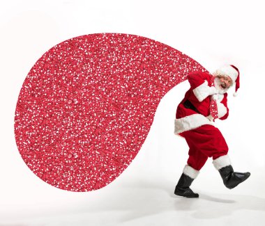 Duygusal Noel Baba, yeni yıl ve 2022 Noel 'i kutluyor. Çağdaş sanat eserleri.