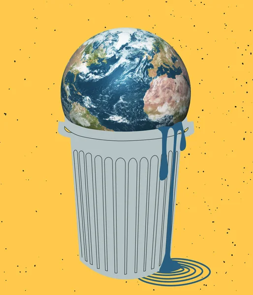 Luft- und Wasserverschmutzung. Collage zeitgenössischer Kunst, modernes kreatives Design. Idee, Inspiration, Umweltschutz, Pflege, globale Erwärmung — Stockfoto