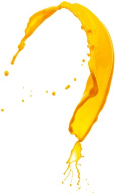 Beyaz zemin üzerinde izole edilmiş sarı boya damlası reklam, metin, tasarım için kopyalama alanı