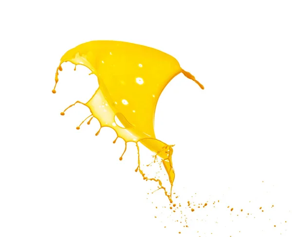Magic shape. Splashes of yellow paint isolated on white background with copy space for ad, text, design — Stock Photo, Image