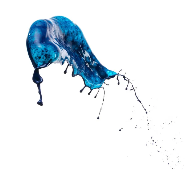 Blaue Farbtupfer, marinefarbene Farbe isoliert auf weißem Hintergrund mit Kopierfläche für Werbung, Text, Design — Stockfoto
