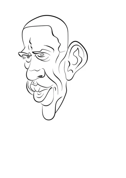 Vektorový kreslený černobílý grafický portrét slavného politika izolovaný na bílém pozadí. Vektorová ilustrace. — Stockový vektor