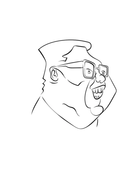 Caricatura vectorial retrato gráfico en blanco y negro del famoso político aislado sobre fondo blanco. Ilustración vectorial. — Vector de stock