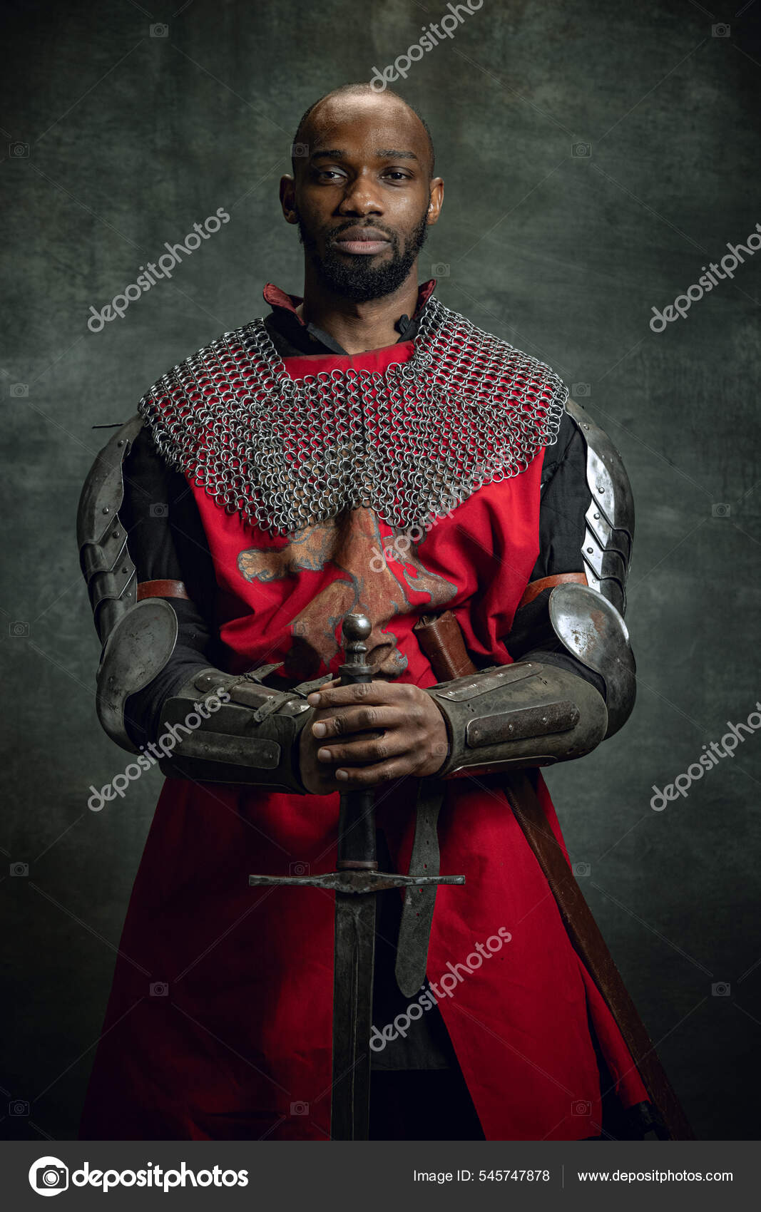 Caballero Retrato del brutal hombre africano, guerrero