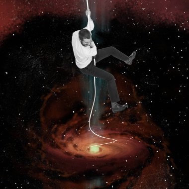 Kavramsal yaratıcı sanat eserleri. Fikirler, ilhamlar, hayaller. Sürrealizm. Astronotlar, hayaller, astronomi, sanat, İnsan Uzay Uçuşu Günü