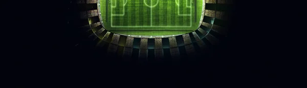 ナイトスポーツサッカーアリーナとフライヤー。懐中電灯の背景を持つスタジアムの一部。スポーツ、競争、勝利、行動と運動の概念. — ストック写真