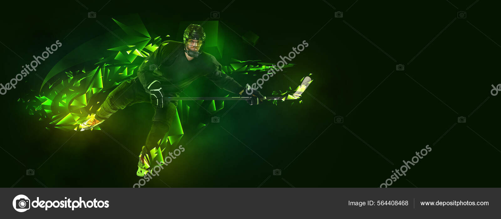 Young Man, Professional Hockey Player In Protective Uniform.