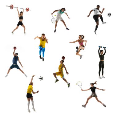 Spor kolajı. Tenis, koşu, badminton, futbol, basketbol, hentbol, voleybol, halterci ve jimnastikçi.