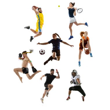 Hareket. Spor kolajı. Tenis, koşu, badminton, futbol ve Amerikan futbolu, basketbol, hentbol, voleybol, boks, MMA dövüşçüsü.