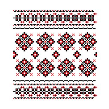 Ünlü Ukrayna halk müziği kusursuz desen tasarımı. Etnik ticaret amaçlı vyshyvanka nakış süsü. Sanat anlayışı, güzellik, moda tarzı. Vektör