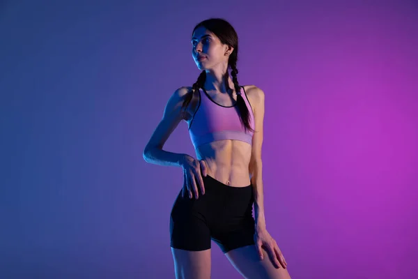 Beleza Retrato Menina Fitness Jovem Atleta Feminina Uniforme Esportivo Posando — Fotografia de Stock