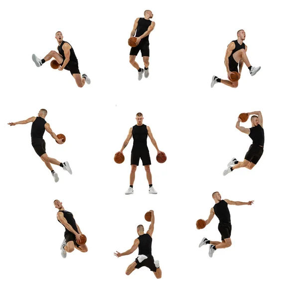 Development Movements Collage Made Images Professional Basketball Player Sports Uniform — Foto Stock