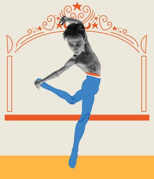 Μάπετ Σόου Σύγχρονη Τέχνη Κολάζ Λυπημένος Χορευτής Μπαλέτου Ζωγραφισμένα Κούκλα — Φωτογραφία Αρχείου