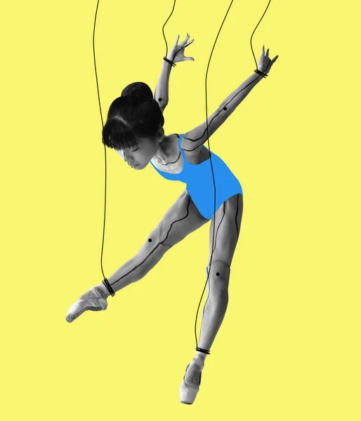 Des Émotions Collage Art Contemporain Avec Ballerine Flexible Avec Corps — Photo