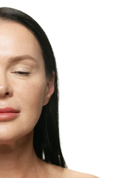 Lifting Facial Cuidado Piel Media Parte Del Retrato Mediana Edad —  Fotos de Stock