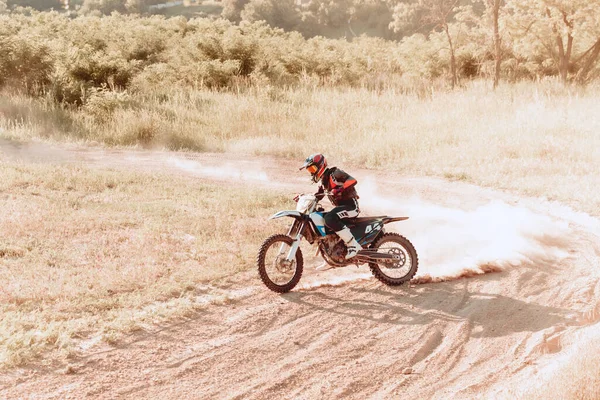 Condução Estrada Vazia Viagem Moto Tiro Vivo Esportes Sexo Masculino — Fotografia de Stock