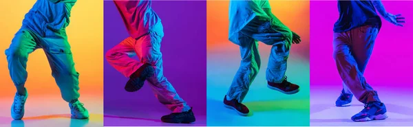 Hip Hop Dancers Set Images Female Male Legs Colored Shoes — Zdjęcie stockowe