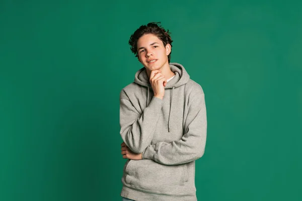 Looks Calm Studio Shot Young Boy Teen Casual Style Clothes —  Fotos de Stock