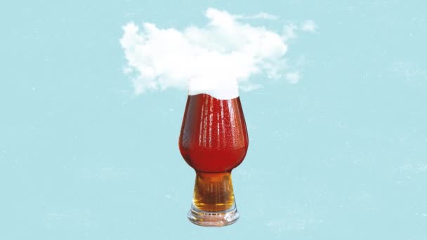 Contemporary Art Collage Inspiration Idea Fantasy Huge Glass Dark Beer — Stockvideo