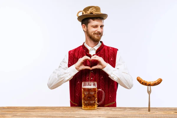 Love Young Expressive Man Hat Wearing Fest Traditional Bavarian German — Stockfoto