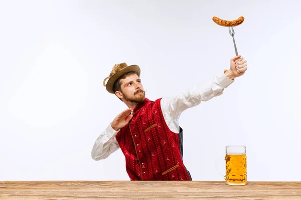 Start Young Expressive Man Hat Wearing Fest Traditional Bavarian German — Stockfoto