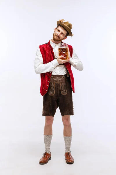 Мрії Чоловічі Хобі Молодий Гарний Чоловік Капелюсі Одягнений Традиційний Баварський — стокове фото