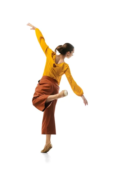 Office Ballet Studio Shot Graceful Young Girl Action Motion Isolated — Stockfoto