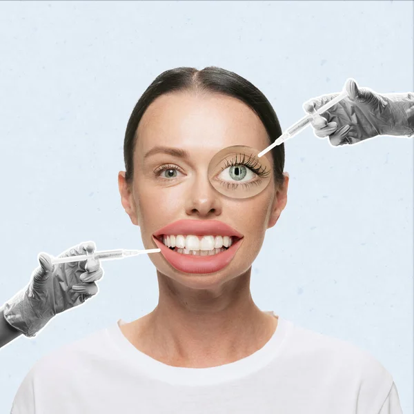 Karya Seni Kontemporer Wanita Cantik Yang Melakukan Operasi Plastik Lip — Stok Foto